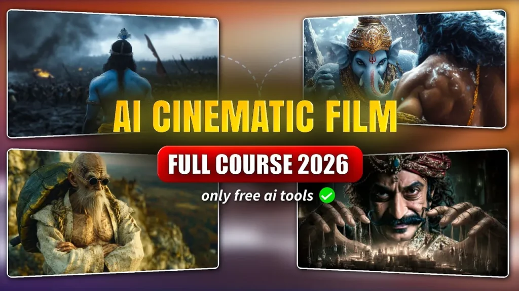 Easiest Way to Create AI Cinematic Film — FREE Masterclass 2026: Complete Workflow (ChatGPT, Flow, ElevenLabs, Edimakor)