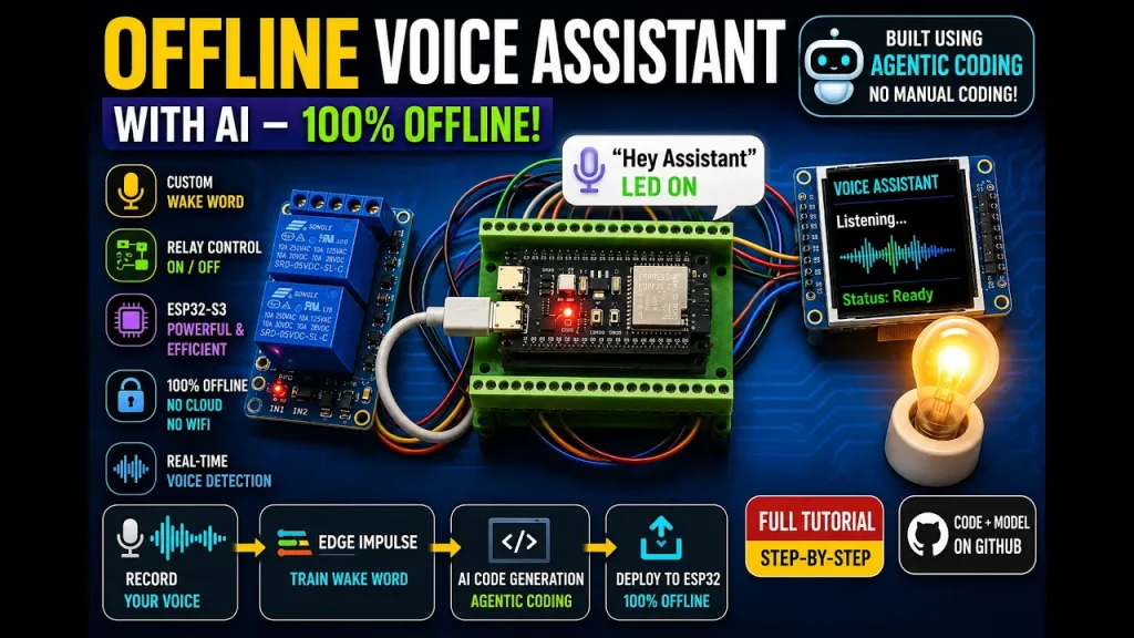 ESP32 AI Voice Assistant — 100% Offline! Circuit Diagram, Pinout & Complete Guide (Edge Impulse + PlatformIO)